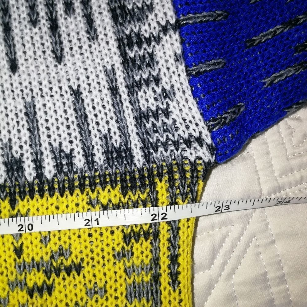 𝅺VINTAGE Y2K Primary Multicolored Stripes Knitted Crewneck Sweater Size XL - Picture 10 of 13